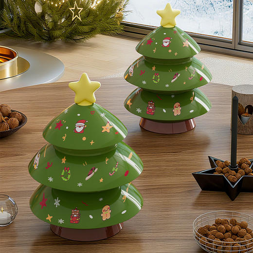 【云优选】客厅糖果盒多层可爱圣诞树 创意圣诞节装饰品高颜值桌面果盘 叠加收纳 一盒一盖 满满氛围感~ 多个果盘 叠放秒变圣诞树 商品图0