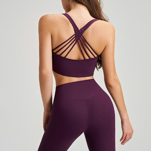 跃牌【安琪拉系列】健身运动固定胸垫露家同款女士瑜伽交叉肩带运动内衣美背背心A2-023 商品图3