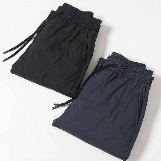 D110609冬季防风保暖防泼水压胶厚款男士90白鸭绒休闲羽绒裤 商品图1