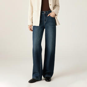 Grace&Glam 经典牛仔秋冬加绒窄版显瘦阔腿裤