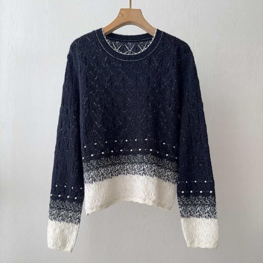 【à perles】纯羊绒小香风渐变镂空亮片针织衫 商品图1