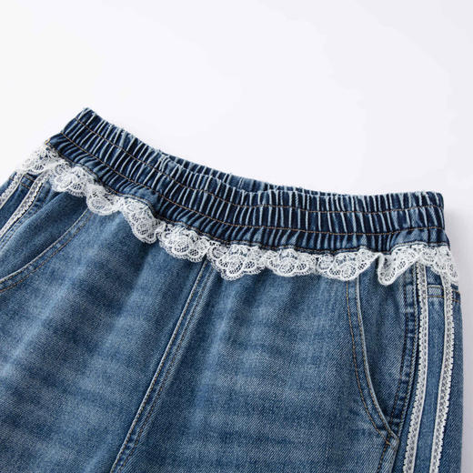 HERLIAN 2025冬季新品 蕾丝腰头阔腿牛仔裤女士 商品图3
