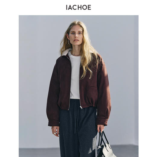 棉仓3671515004-  95%白鹅绒环保麂皮绒仿羊绒皮面包羽绒服 商品图3