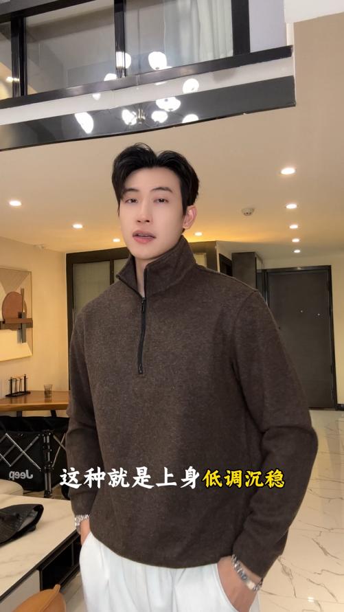 26T8792SDSA秋冬新款痞帅男装时尚半拉链立领卫衣百搭下摆设计百搭时尚 商品图0