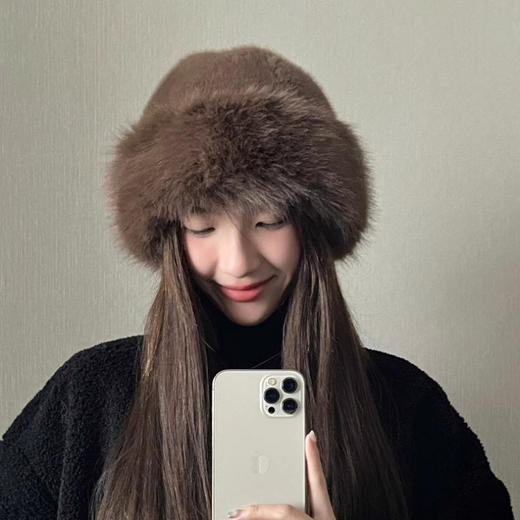 新款冬季帽子女秋冬加厚毛毛仿皮草渔夫帽保暖纯色百搭蒙古帽防风保暖帽子 商品图1