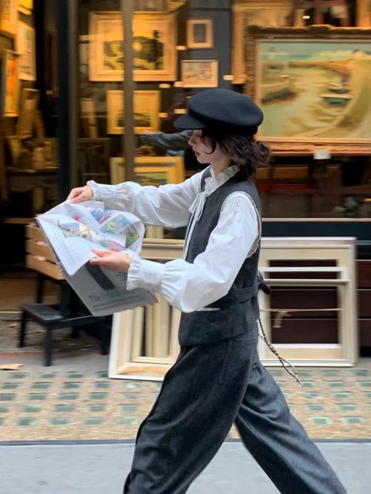 浮生八记/25C147/25D230/复古英伦50羊毛灰色毛呢马甲中裤 商品图1