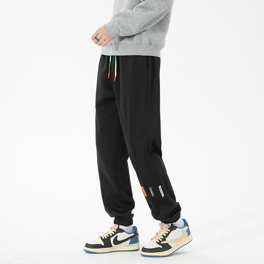 【加绒保暖】罗蒙秋冬款男士休闲裤束脚版型腰部个性彩色系绳时尚潮男潮搭运动长裤 商品图6