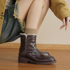 【预售5天】头层油蜡羊皮真皮羊糕毛里雪地靴女粗跟短靴加厚保暖马丁靴LD&7532 商品缩略图1