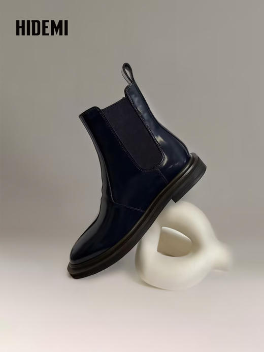 HIDEMI 进口雾面漆皮头层牛皮切尔西厚底增高短靴 商品图8