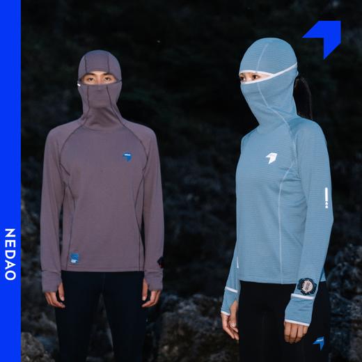 内道新品能量方格pro带帽长袖女士保暖透湿干爽户外运动跑步长袖 商品图0