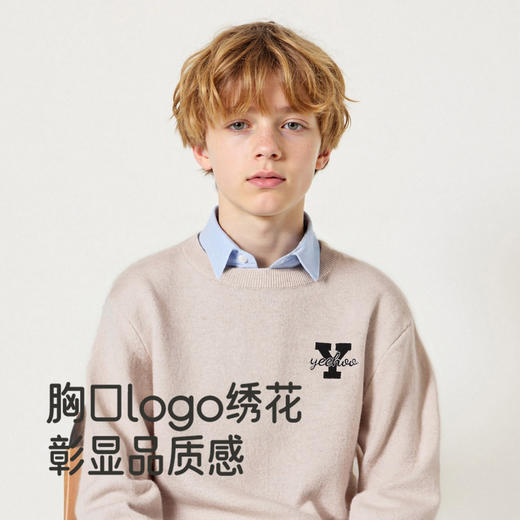 英氏【100%山羊绒】儿童毛衣羊毛衣山羊绒女童男童秋冬保暖舒适亲肤柔暖防寒新款 商品图3