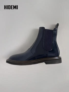 HIDEMI 进口雾面漆皮头层牛皮切尔西厚底增高短靴