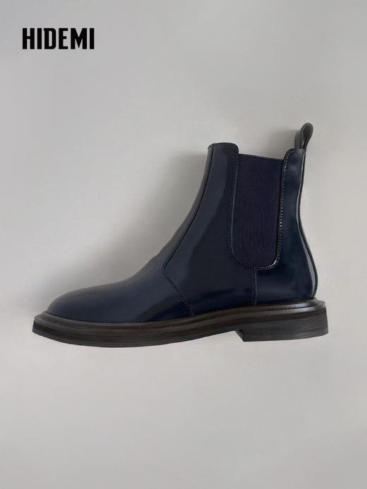 HIDEMI 进口雾面漆皮头层牛皮切尔西厚底增高短靴 商品图0