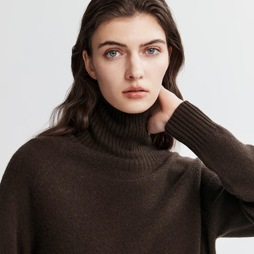 棉仓366605067-高领羊毛含羊绒套头毛衣女25秋冬微宽松针织上衣宽罗纹设计 商品图2