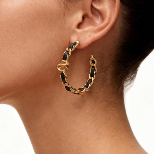 Victoria维多利亚中期 | RC字母皮革耳圈 商品图1