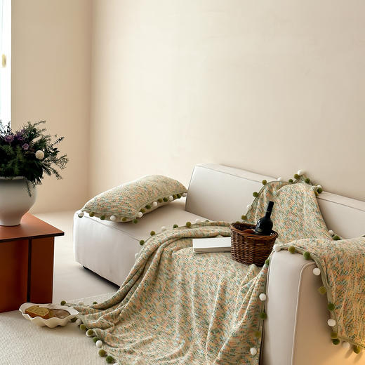 自然醒半糖主义彩虹毛球毯MT 商品图1