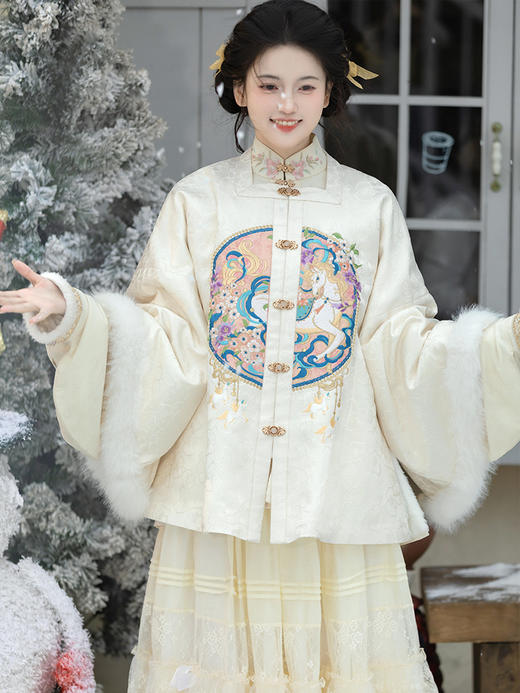 【重回汉唐旋转梦境】原创改良方领对襟袄汉洋折衷明制汉服女成人 商品图3