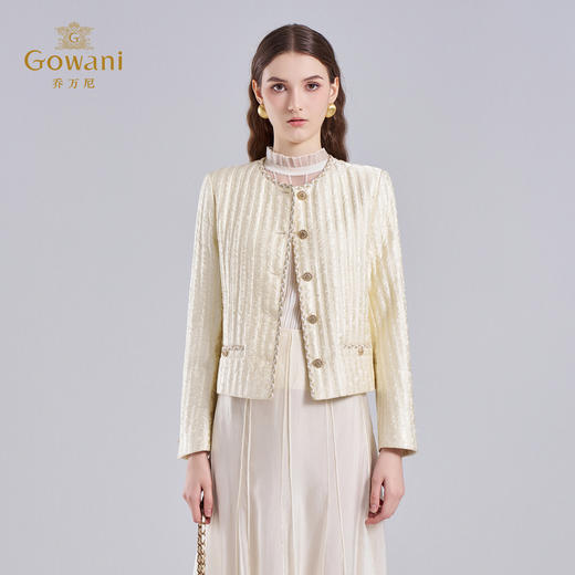 乔万尼小香风气质短款真丝提花棉服ET4T943 商品图2