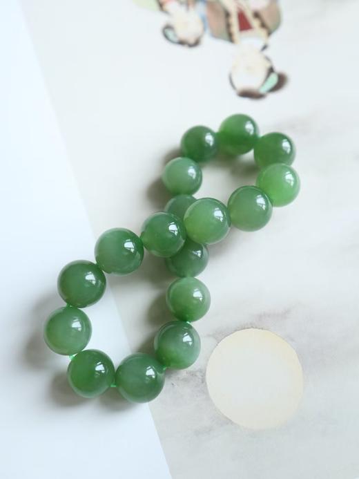 天然和田碧玉阳绿色手串11.3mm JY 商品图1