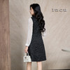 奢姿大码女装2025秋季时尚纽扣装饰撞色连衣裙胖妹妹气质优雅裙子9953853582 商品缩略图3