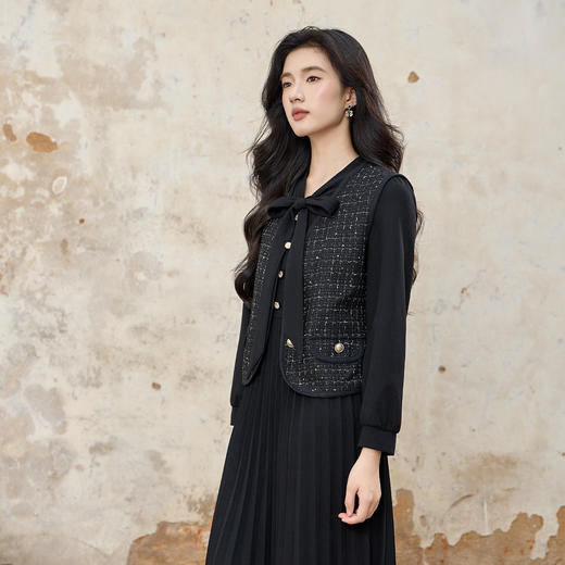 奢姿大码女装2025秋季胖妹妹时尚小香风马甲气质优雅显瘦百搭单品9953394202A 商品图2