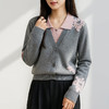 茧墨 雅致撞色印花减龄假两件针织毛衣开衫 商品缩略图9