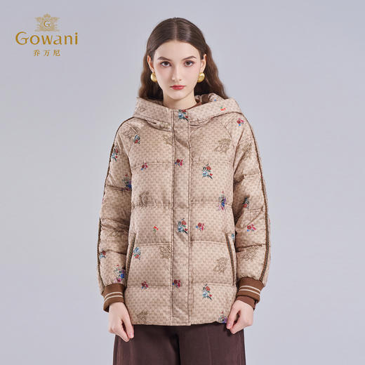 乔万尼秋冬新中式国风连帽设计白鸭绒短款羽绒服EM4T615 商品图1