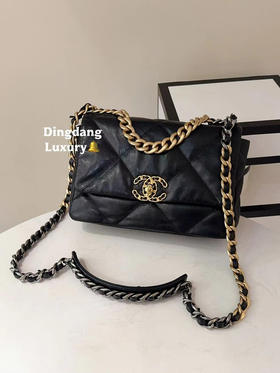 Chanel 19bag 小号 黑金 山羊皮 斜挎包