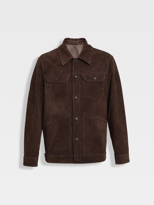 callisto雪茄棕麂皮绒羊皮革轻工装皮衣 商品图0