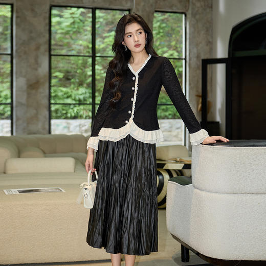 奢姿大码女装2025秋季时尚蕾丝花边拼接上衣胖妹妹气质优雅上衣9953194248 商品图4