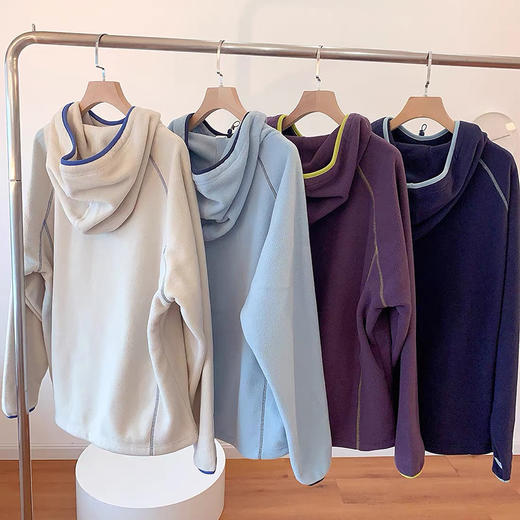 慵懒方程式！裸+同款~！城市山系风！男女高密度摇粒绒情侣连帽衫 商品图9