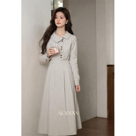 鹿向南【时光恋人】设计感复古长袖连衣裙女秋季高级感法式气质裙QJD00622