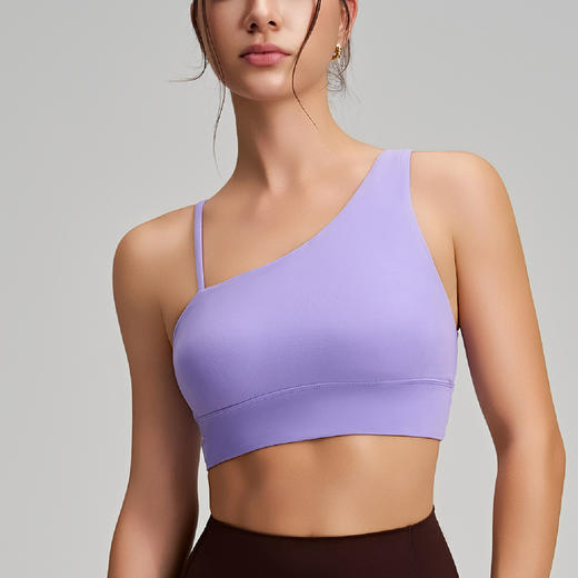跃牌【安琪拉系列】新款斜单肩不规则美背瑜伽文胸速干运动弹力内衣跑步健身背心WX60321 商品图1
