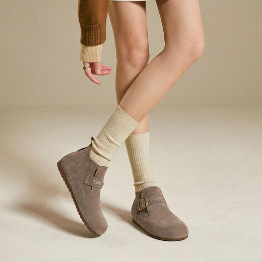 千百度内增高全包勃肯鞋女薄底舒适轻便复古深口单鞋A25502707 商品图3