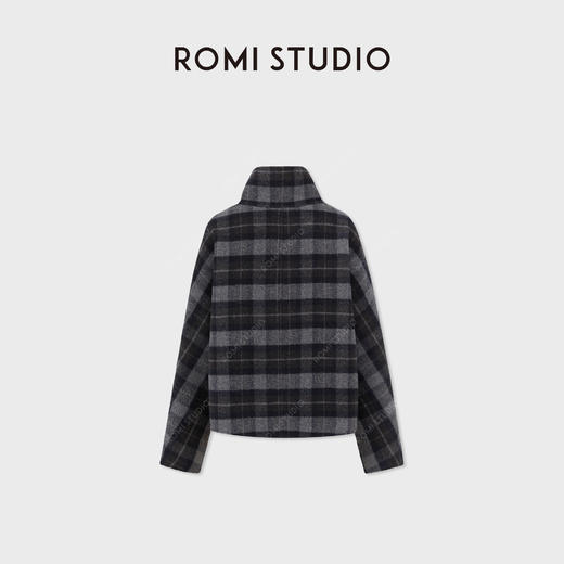 ROMI STUDIO“复古苏格兰”绵羊毛混纺立绒短款毛呢外套 RWCWW66810 商品图1