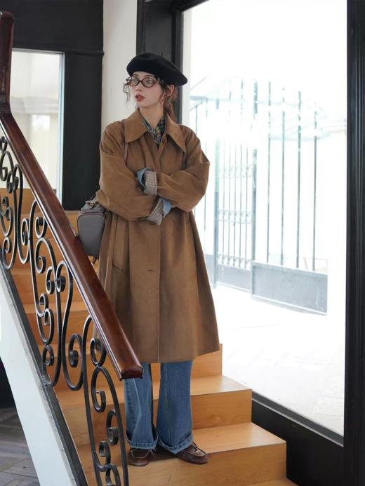 浮生八记/25C130/复古英伦正反两穿麂皮披肩斗篷风衣外套 商品图0