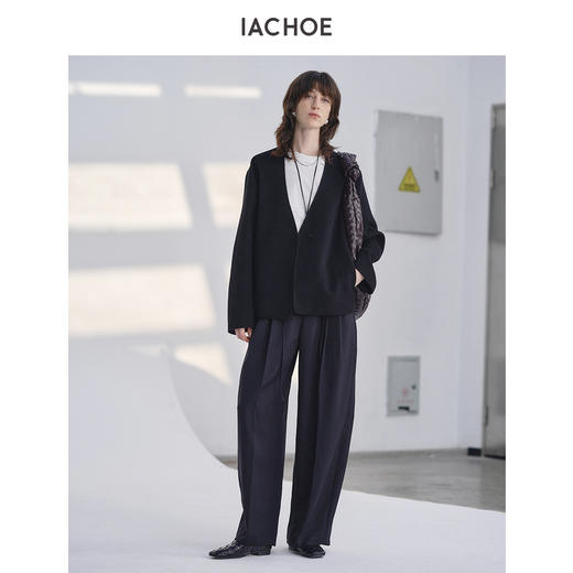 棉仓3671566013-一粒扣V领毛呢外套 商品图4