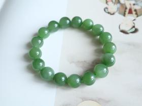 天然和田碧玉阳绿色手串11.3mm JY