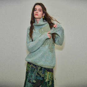 谜底套头针织衫长袖2025年冬季新品高龄宽松绣花保暖女254MZ1871