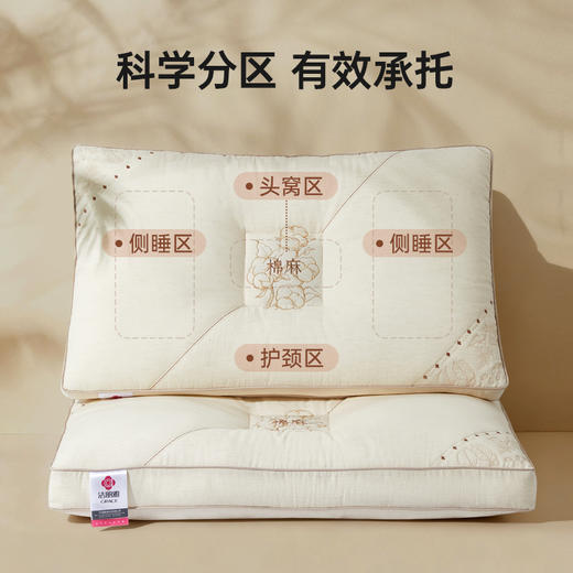 洁丽雅天山棉麻香睡枕分区按摩枕草本助眠柔软亲肤枕头家庭成人枕 商品图3