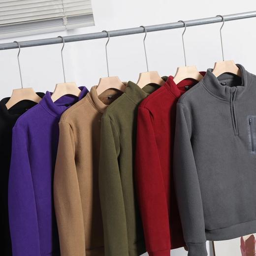 D110610秋冬双面绒防风保暖加厚加绒男士立领半拉链套头休闲宽松卫衣 商品图2