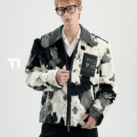 启世录TIWILLTANG"麂烬云衍"拼接秋冬翻领皮拼毛皮草夹克秋冬外套 商品图3