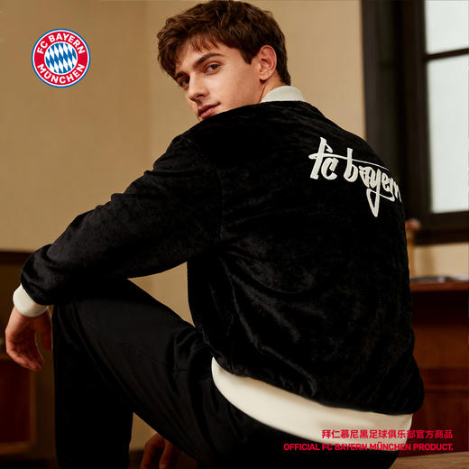 【官方正版】拜仁足球俱乐部丨黑色字母拉链夹克秋季简约休闲外套 商品图2
