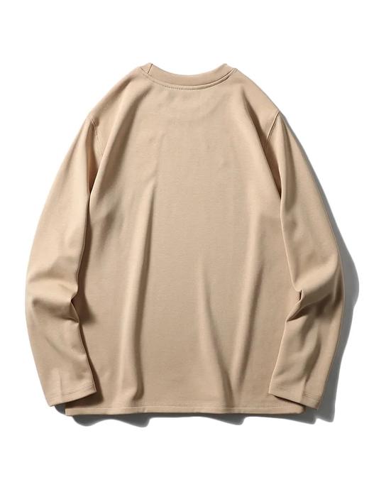 D110611加绒亲肤棉复合细腻羊羔绒拼接纯色圆领套头保暖打底衫！男女同款 商品图11