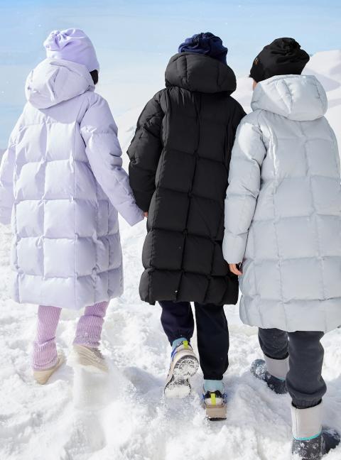老米优品🎈【品牌授权】亲子款！❄下雪天的幸福感《长款厚款连帽羽绒服》森林棠 ,硬核御寒！ 90白鸭绒防寒保暖羽绒服 商品图3