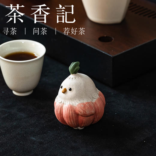 茶香记紫砂段泥萌宠小摆件红色蒜鸟茶室茶宠摆件可爱温馨可养可玩 商品图3