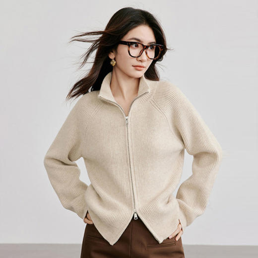 【2025秋冬针织衫】佐姿莎 双拉链休闲风针织开衫  N830 商品图3