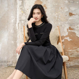 奢姿大码女装2025秋季时尚减龄亮钻装饰连衣裙胖妹妹气质优雅裙子