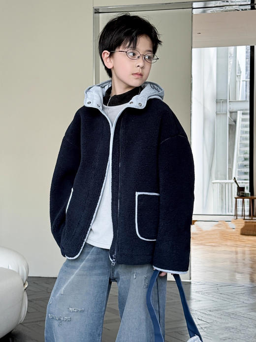 🧊抗寒密码保暖神器❗️大爆款❗【吉米故事儿童加厚撞色羊羔绒外套】👀一眼心动炒鸡可爱又jing致时尚🧣超厚实 行走的小火炉~👒连帽设计版型宽松不挑人👧👦男宝女宝都能穿！ 商品图5