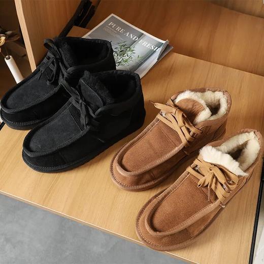 真皮真毛情侣款系带雪地靴 商品图0